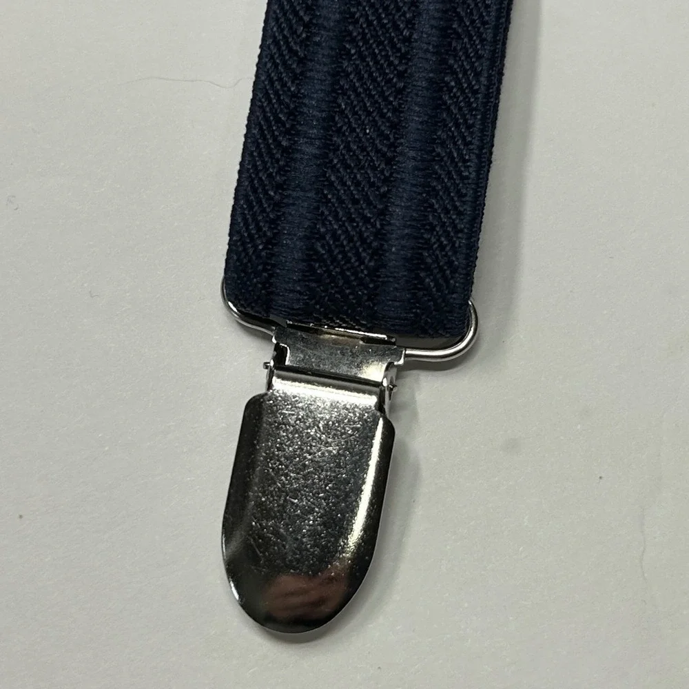 The Childrens Place Kids Navy Herringbone Suspenders Y-Back Adjustable Size 6-16